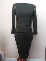 Ann Taylor Womens Knit Dress Size S Gray Heather Long Sleeve Ruched sides - $30.00