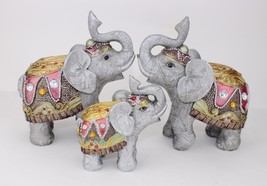Feng Shui Gray Elephant Family Figurine Lucky Gift &amp; Home Decor - £43.54 GBP
