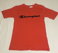 Vintage Champion T Shirt Embroidered Logo Red with Black Mens Size Small - $8.55