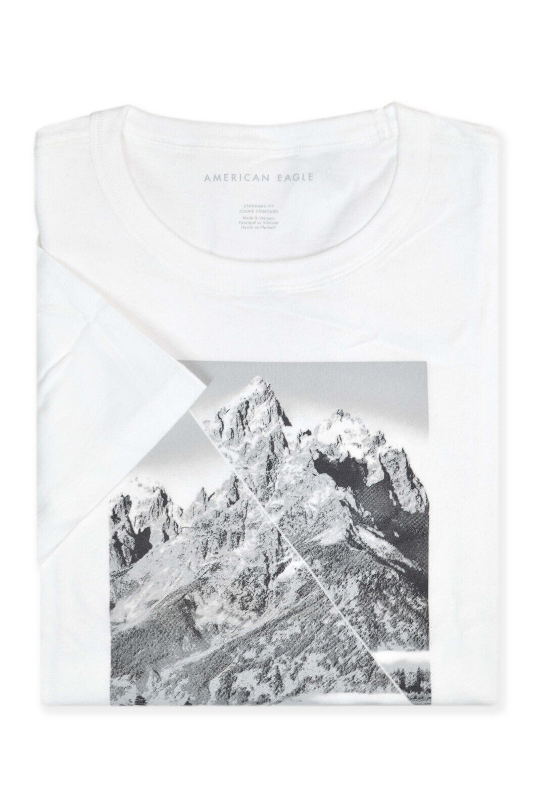 American Eagle Men's White Short Sleeve Mountain  Graphic Tee, S Small 3098-6 - $24.70