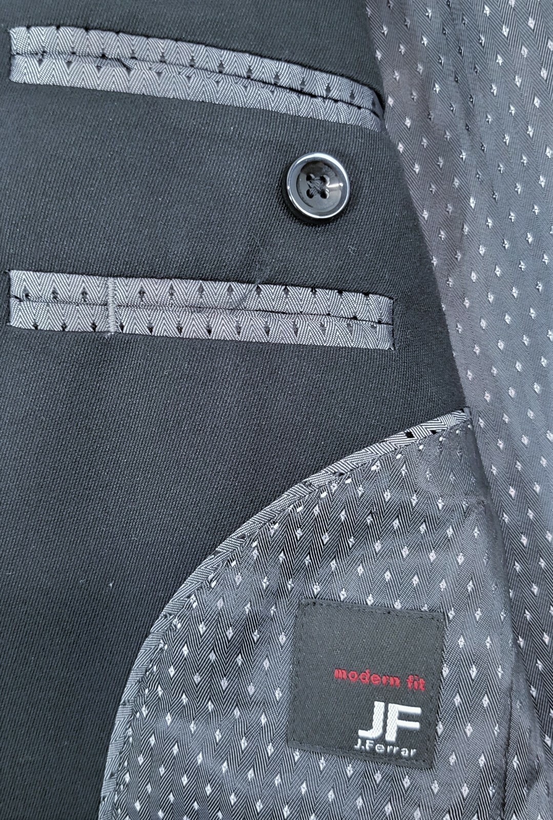 V2) Men's J. Ferrar Solid Black Suit Jacket Modern Fit 36 Regular Item image 7