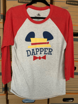 Disney Dapper Days Raglan Tshirt-2019 D23 Expo Exclusive Rd/Gry 3/4 Sleeve Small - £17.58 GBP