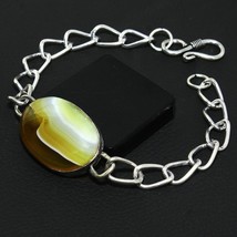 Line Agate Natural Gemstone Handmade Bracelet Men &amp; Women&#39;s Gift Jewelry Size 8 - £4.76 GBP
