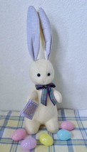 Hallmark Earsley Rabbit Easter Bunny Felt Stuffed Animal 19&quot; Purple Ging... - £15.61 GBP