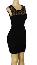 YNES Ruched Ripple Bodice Scoop Neck Sleeveless Lace Top Keyhole Bodycon... - $20.77