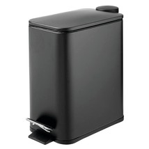 mDesign Slim Metal Rectangle 1.3 Gallon Trash Can with Step Pedal, Easy-Close Li - £40.90 GBP