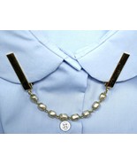 Vintage 50s Classic Sweater Guard - Oval Pearls &amp; Chain in Organza Bag -... - £17.31 GBP