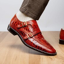 Genuine Ostrich Leg Double Monk Strap Shoes Napoli Rustic Cognac image 11