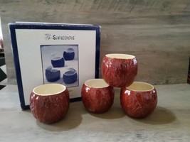 Coconut Tumblers Party Cups Barware Set 4 Ceramic Sunseekers 2004 Drink ... - $37.04