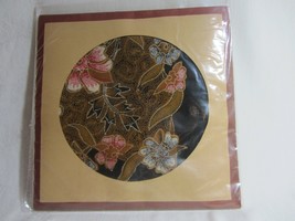 Batik Winotosastro Hand Wax Processed Scarf Indonesia Fabric Vtg Black Floral - £23.73 GBP