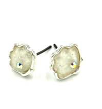 Tiny White Opal Seashell Stud Earrings Silver - £8.30 GBP