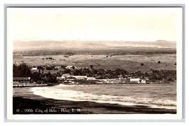 RPPC Birds Eye View City of Hilo Hawaii Territory TH HI UNP Postcard V6 - £14.54 GBP