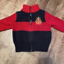 Polo Ralph Lauren baby size 12 month zip sweater Jockey Club Logo Red Na... - $9.49