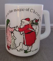 Vtg American Greetings Federal Milk Glass Holly Hobbie Christmas Coffee Tea Mug - £10.99 GBP