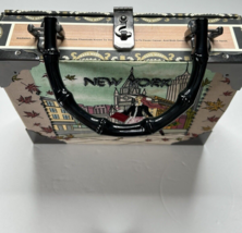 Vintage Cigar Box Purse New York Beaded Sequin Scene Girl with Hat Never... - $39.05