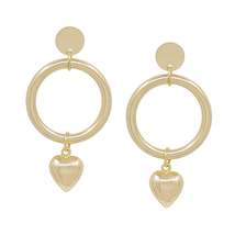 Satin Heart Drop Round Casting Post Earring - £9.44 GBP