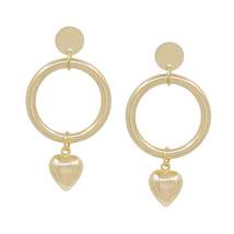 Satin Heart Drop Round Casting Post Earring - $12.00