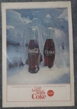 Coca Cola National Georgraphic Back Cover Ad Coke Bottles in Snow 1964 - £1.56 GBP