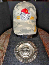 USMC Camo Baseball Cap and Alum Nickel Chrome Plated Ashtray 7&quot; Diameter NEW - £146.53 GBP