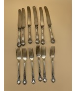Vintage Holmes Edwards XIV Dolly Madison 1911 6 knives and 6 forks Silve... - $49.00