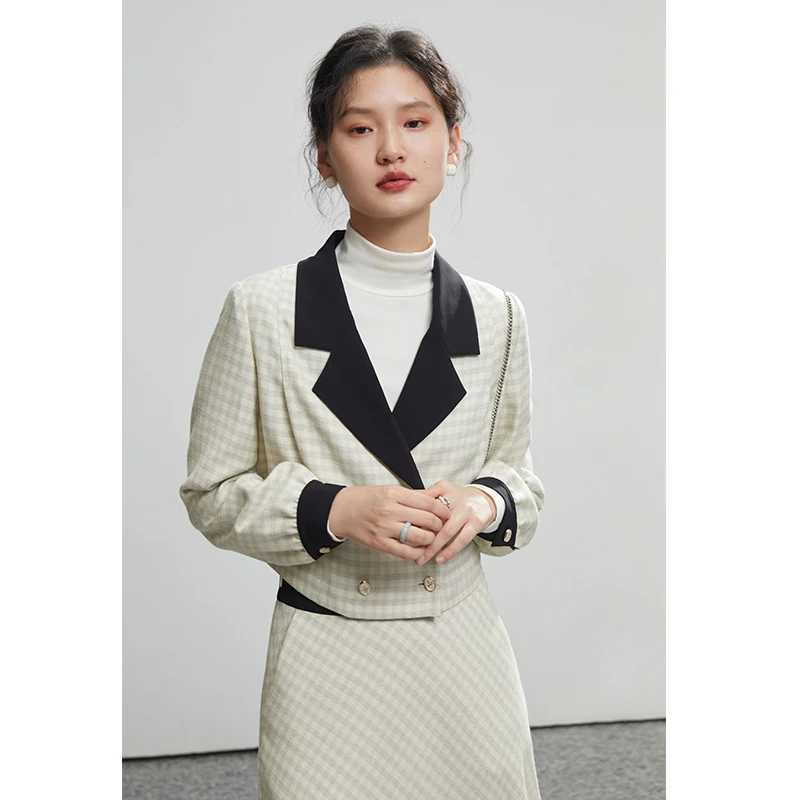 ZIQIAO -end Lady Style Two-piece Suit Women Spring Autumn   Design Graceful Shor - £179.86 GBP