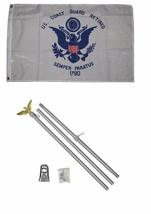 AES 3x5 U.S. Coast Guard Flag w/ 6 Ft White Flagpole Flag Pole kit Best Garden O - $29.88