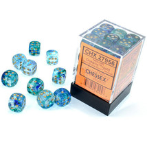 Nebula Chessex 12mm D6 Luminary Dice Block - Oceanic/Gold - £24.92 GBP