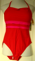 Sandflower One Piece Swimsuit Size X-Large Red Halter style - £14.91 GBP