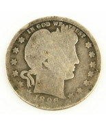 1896 O Barber Argent Quarts Pièce de Monnaie Semi Clé Date Bon État - €37,71 EUR