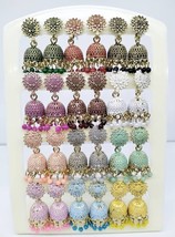 Earrings Bollywood Jhumka 12 Pair Gold Plated Earring Women Wedding Jewe... - $22.24