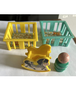 Vtg 1972 Fisher Price Little People Yellow Teal Nursery Baby Crib/Plaype... - $29.65