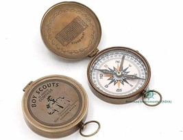 Solid Brass Boy Scout Of America Pocket Brass Compass Gift - Collectible Compass - £26.98 GBP