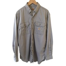 Carhartt Mens Flame Resistant Button Up Shirt Large Gray FRS003 Utility ... - $29.99