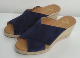 PASEART Womens Blue Suede Espadrille Platform Wedge Sandals Size 38 US 7.5 - $34.99