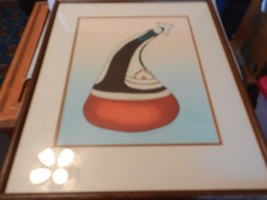 Navajo Pot with Lady, Watercolor Painting by Esther H. Cajero Framed &amp; M... - £235.68 GBP