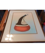 Navajo Pot with Lady, Watercolor Painting by Esther H. Cajero Framed &amp; M... - £235.68 GBP