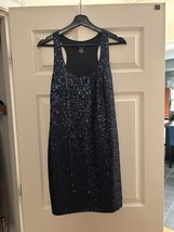 RYCH Lined Dark Blue Sheath Dress with Sequins Size 6 - $922.64 MXN