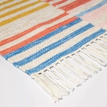 Area rug 2&#39; x 3&#39; home decor accent carpet colorful pink yellow blue stripe 36&quot; - £11.28 GBP