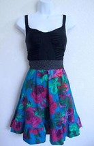Vintage Roberta Oaks Hawaii Fit n Flare Dress XS Stretch Lycra Top Floral Skirt - £38.53 GBP