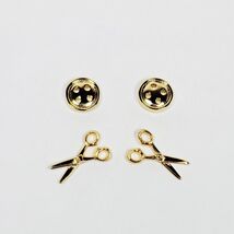 Button and Scissors Earring Set of 2 Gold - $39.95