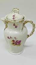 Antique Limoges France porcelain hand-painted violets flower chocolate p... - $290.00