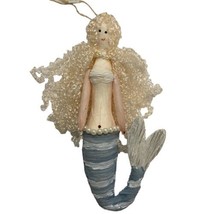 Midwest CBK G Hanging Raffia Striped Mermaid Christmas Ornament Beach Coastal - £7.82 GBP