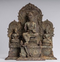 Ancien Indonésien Style Bronze Javanais Protection Statue de Bouddha - 31cm/12 &quot; - £1,852.83 GBP