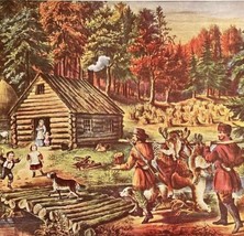 The Pioneer&#39;s Home Hunting Autumn Lithograph 1952 Currier Ives Print LGADCuIv - £37.38 GBP