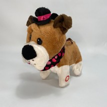 Walking Singing Brown and White Plush  Battery Operated Hat and Heart Scarf 8&quot; - £14.21 GBP