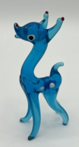 Vintage Unique Blown Glass Blue Reindeer 4&quot; Tall SKU PB197 - £18.16 GBP