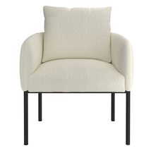 Elegant Accent Chair - Cream and Black, Removable Cushion, Matte Black Legs - £399.99 GBP