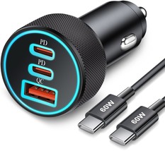 67W 3-Port Super Fast Type C Car Charger USB C for Samsung Galaxy S25 S24 S23 S - $21.77