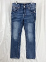 Buckle Black Fit No. 3 Men&#39;s Size 33R Boot Leg Blue Denim Jeans Destroyed - $23.74