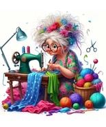 Cartoon Grandma Diamond Art Kits for Adults, Sewing Machine DIY 5D Diamo... - $11.99